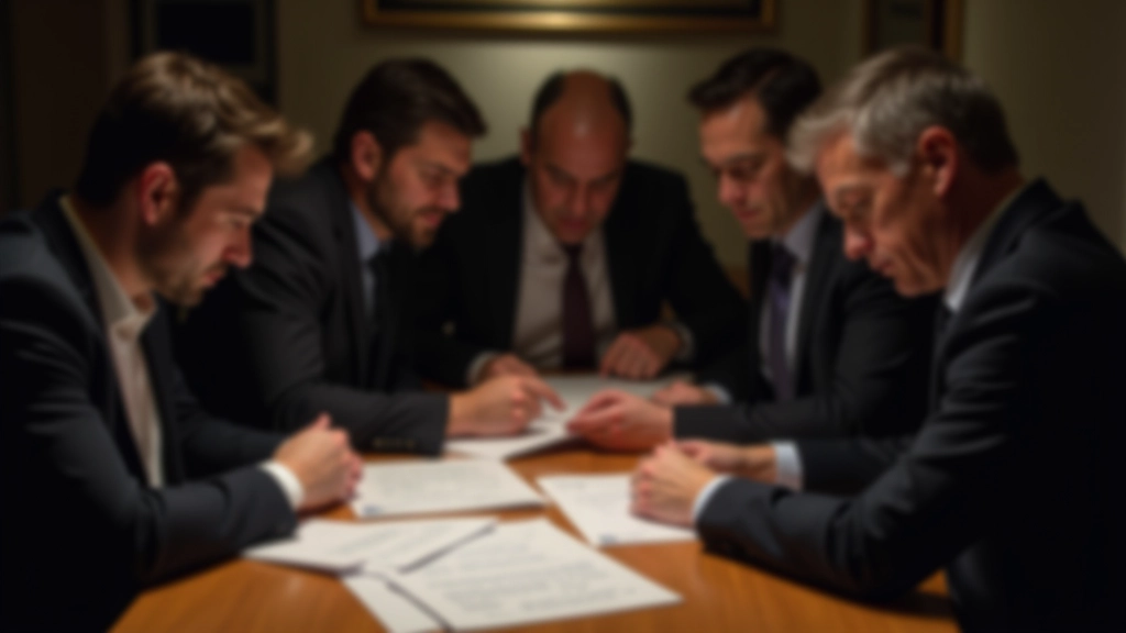 Group of adults concentrating on solving a challenging riddle together around a table