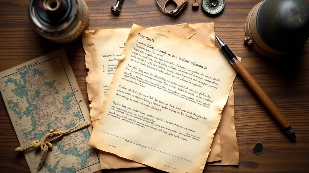 Close-up of a handwritten clue card with riddle text, vintage paper texture, pen nearby, ready for outdoor mystery game